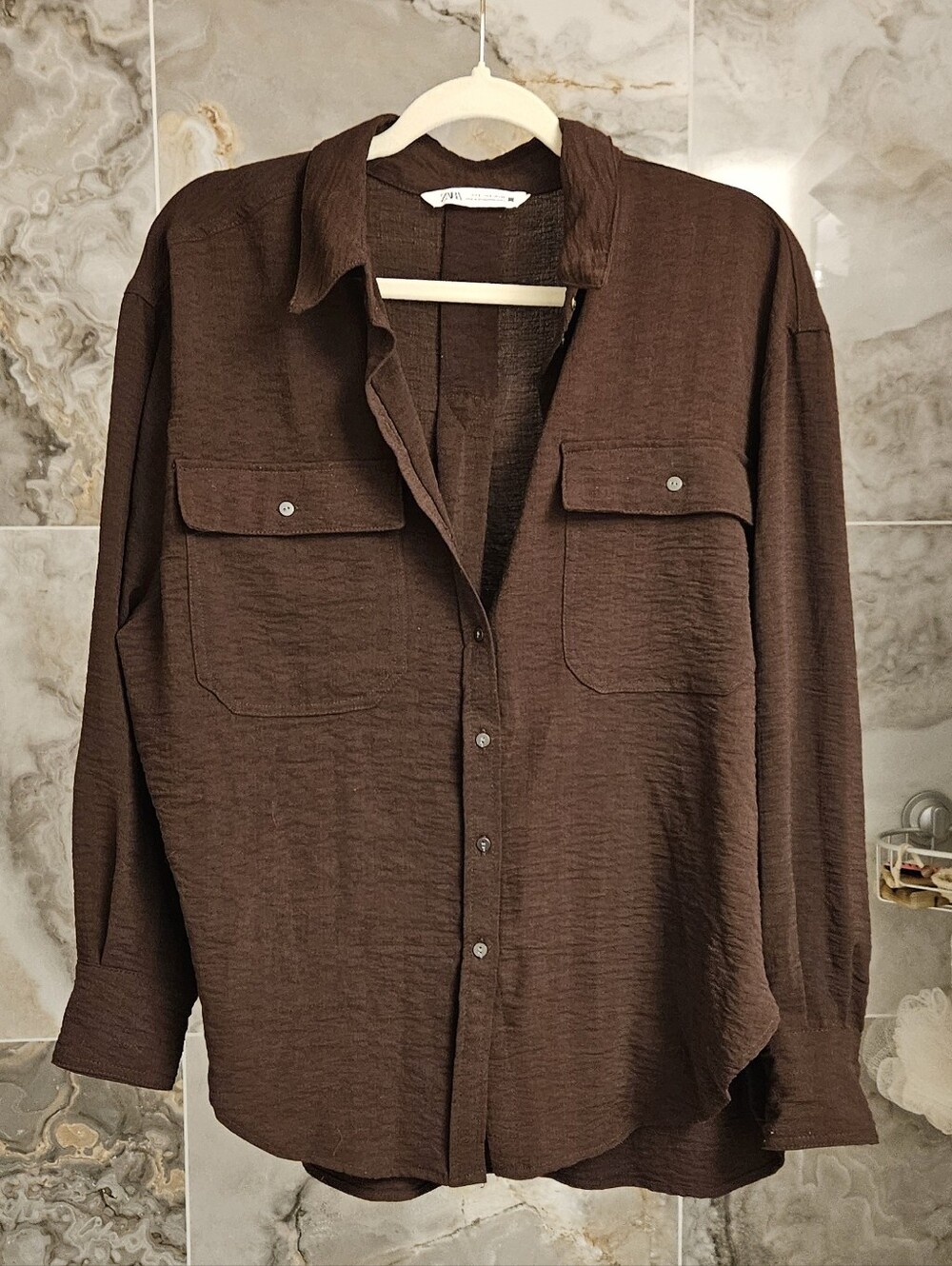 Zara Brown Button-Down Shirt